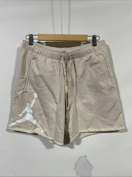 Jordan Men's Neutral Beige Athletic Shorts with White Jumpman