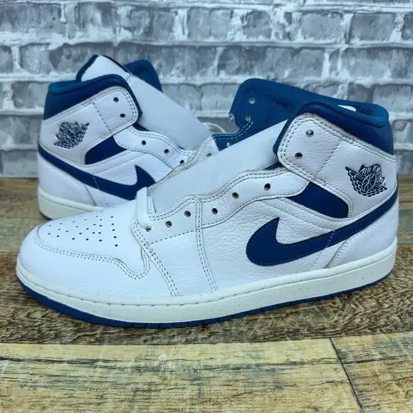 Nike Air Jordan 1 Retro Mid SE White Industrial Blue Sail FN5215-141 Mens 10.5