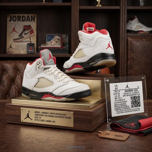 Air Jordan 5 Retro OG Fire Red 440889-102 Size 3Y‎