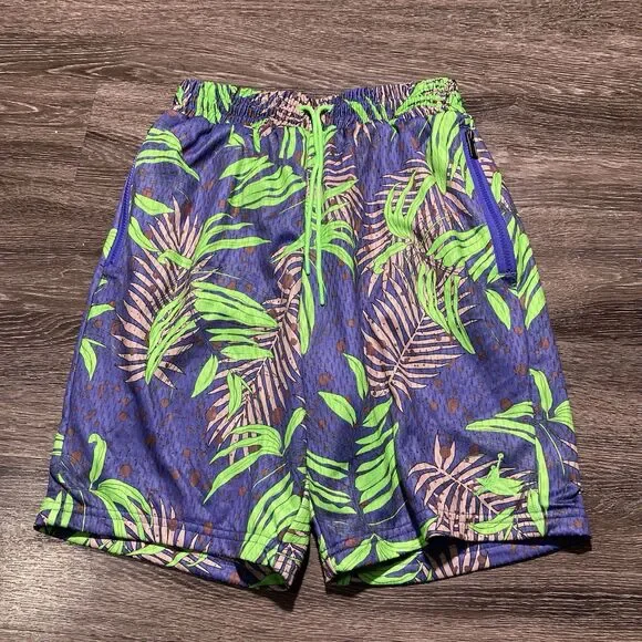 Jordan Jumpman Palm Printed Knit Shorts Mens Small Purple Green New
