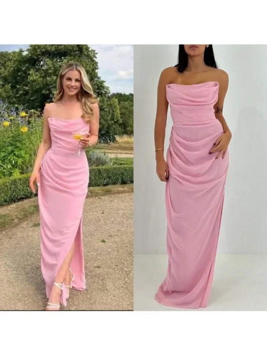 HOUSE OF CB 'Adrienne' Pink Quartz Strapless Gown size M D-DD NWOT