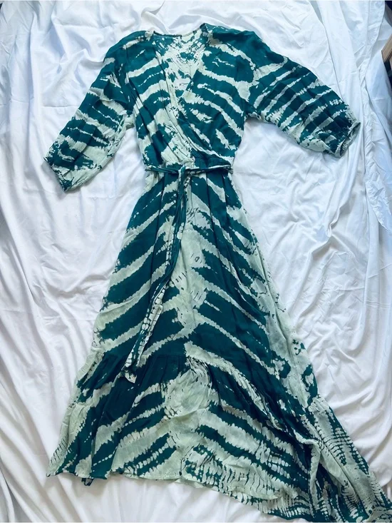 Young Fabulous & Broke Teal and Mint Tie-Dye Wrap Maxi Dress