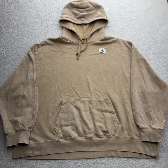 Jordan Flight Oversized Hoodie Mens XL Tan Khaki Acid Wash Cotton‎ CV2244-234