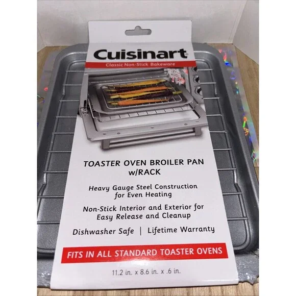 NEW Cuisinart Brand Toaster Oven 2pc Broiler Pan Rack Roasting Grill 11.2x8.6x.6
