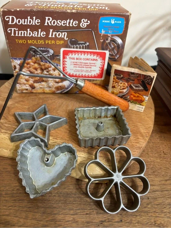 Vintage Nordic Ware Double Rosette & Timbale Iron Set 4 Molds Baking & Recipes