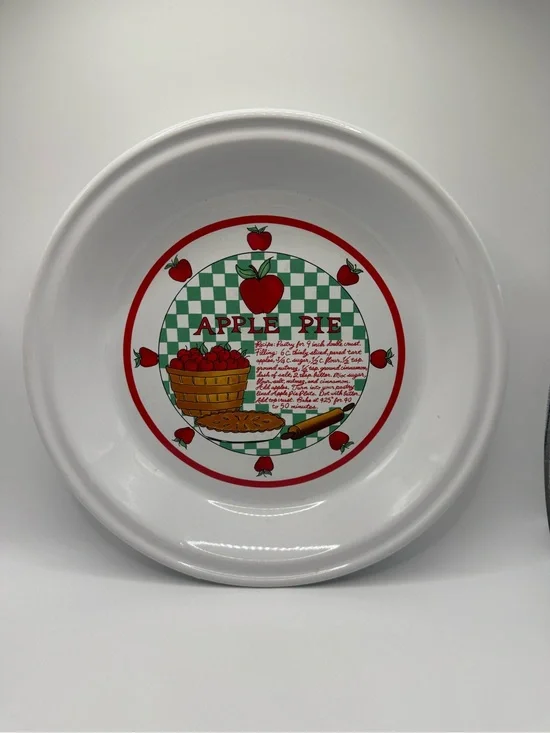 Vintage Apple Pie Pan Recipe Plate Cottage Core Granny Fall Decor