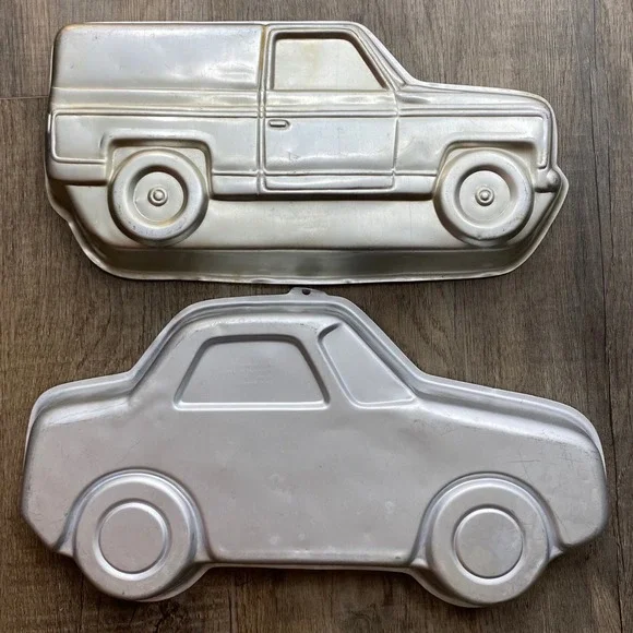 Vintage Wilton‎ Car and Van Cake Pan Set 1980 1989 Aluminum Bakeware 2 Piece