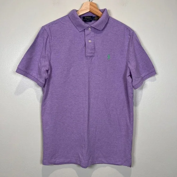 Polo Ralph Lauren Mens Classic Fit Polo Shirt S Cotton Heather Purple Pony EUC