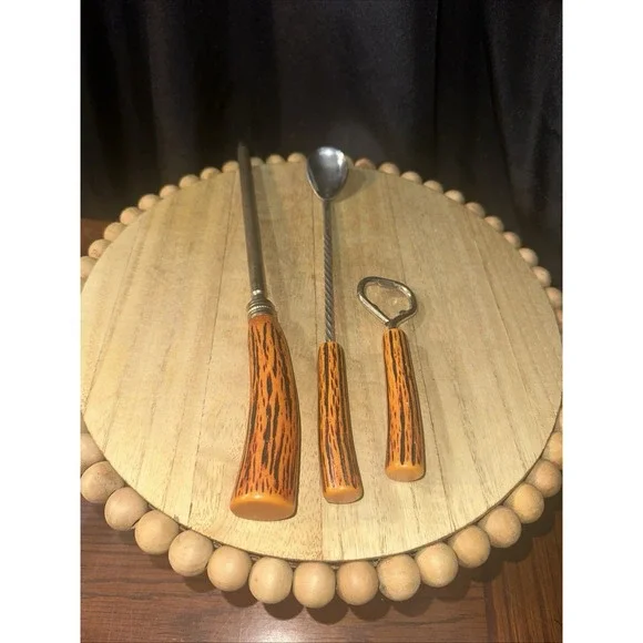 Bakelite Sheffield England Stainless Faux Horn Vintage 3 Piece 12
