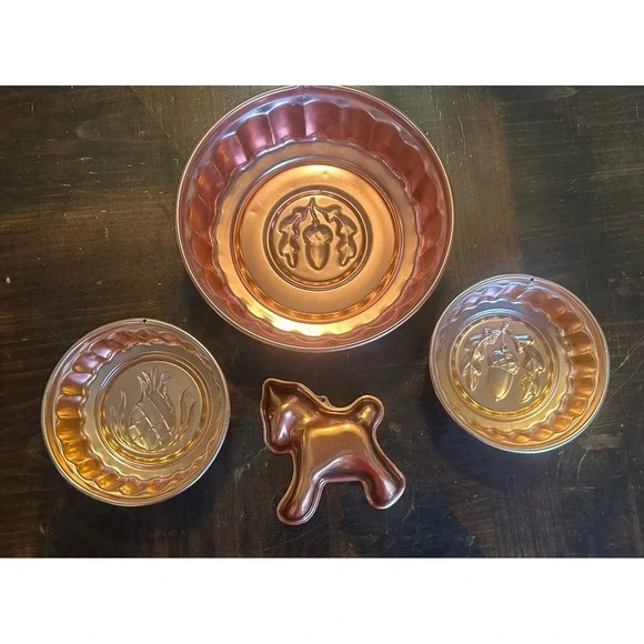 Copper‎ Tone Molds Wall Decor Set Of 4 Kitchen Acorn Pineapple Horse