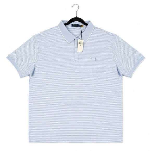 Polo Ralph Lauren Shirt Mens 4XB NWT Blue White Striped Short Sleeve Polo