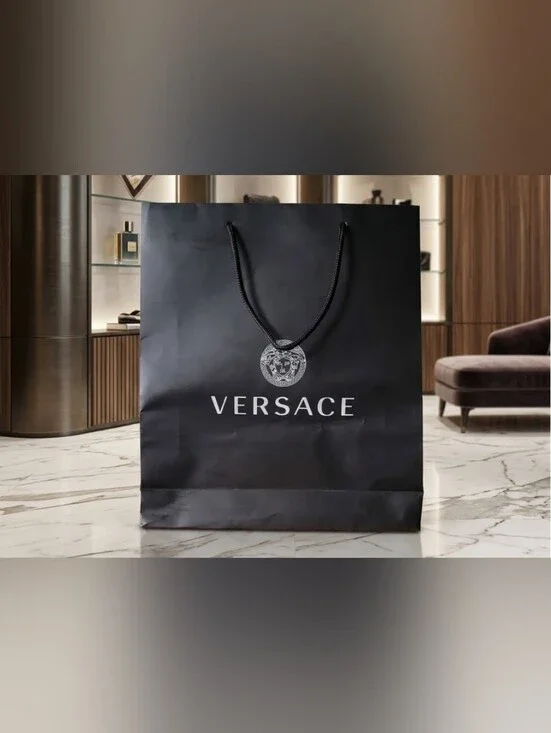 VERSACE Shopping Bag Black Silver Logo