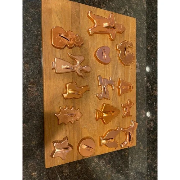 15 Copper Cookie Cutter Set – Raised Handle -Holiday Shapes