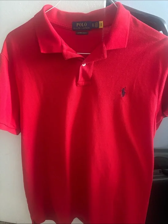 Polo by Ralph Lauren Men’s Red Polo Shirt with Navy Pony