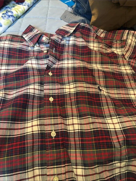 Polo by Ralph Lauren Red and White Plaid Button-Down Shirt