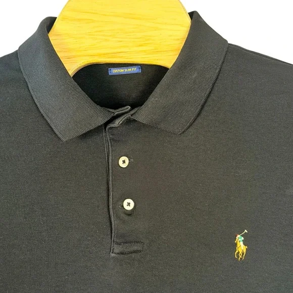 Polo Ralph Lauren Polo Mens XXL Black Custom Slim Fit Cotton Classic Pony Preppy