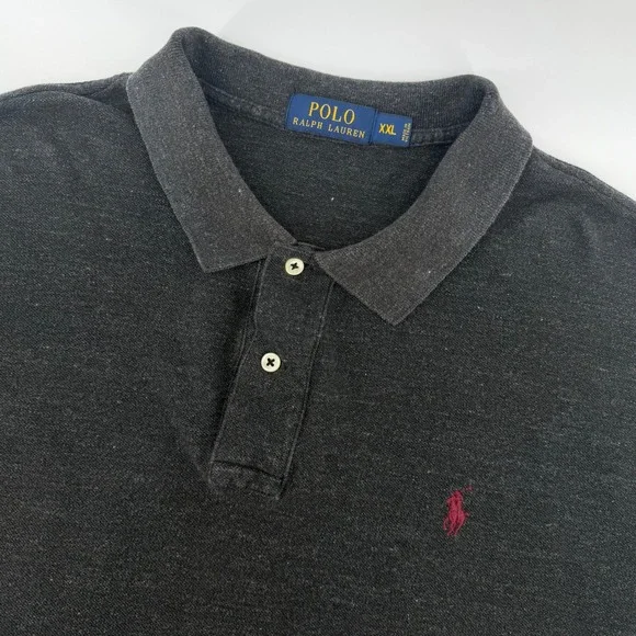 Polo Ralph Lauren Polo Shirt Mens XXL Charcoal Grey Heathered Red Pony Logo