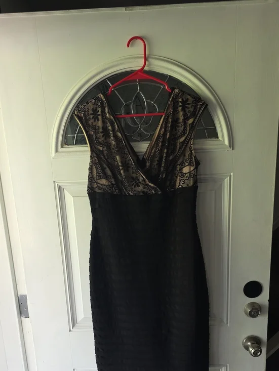 Dress Barn Black and Cream Midi Dress
