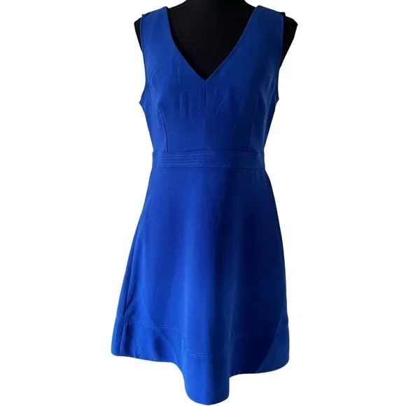 J.Crew Womens Royal Blue V-Neck Sleeveless Fit & Flare Dress E0068 Size 8 NWT