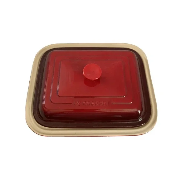 Le‎ Creuset Casserole Dish Unisex 2.0 Qt Cerise Red Stoneware Square Baker Lid
