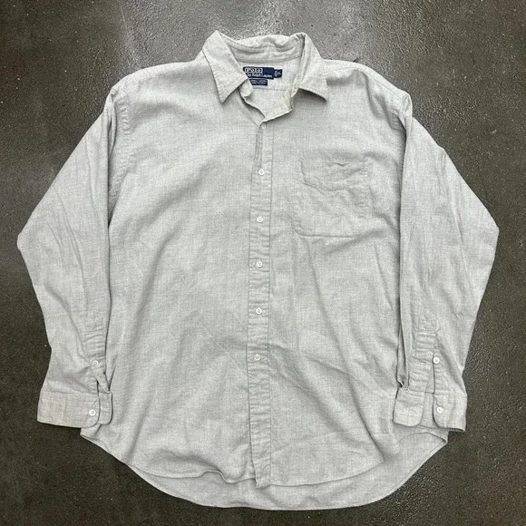 Polo Ralph Lauren‎ Shirt Mens XL Gray Lowell Sport Button Down Cotton Casual