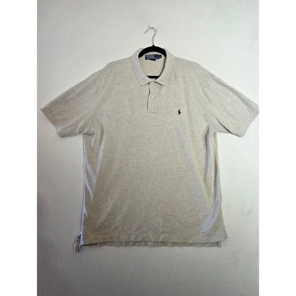 Polo Ralph Lauren Mens XL Oatmeal Heather Beige Cotton Pique Short Sleeve Polo
