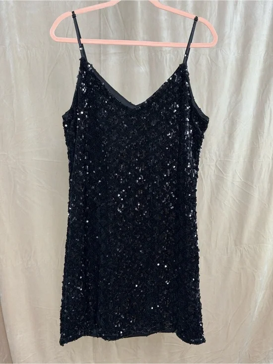 Black Sequin Mini Dress
