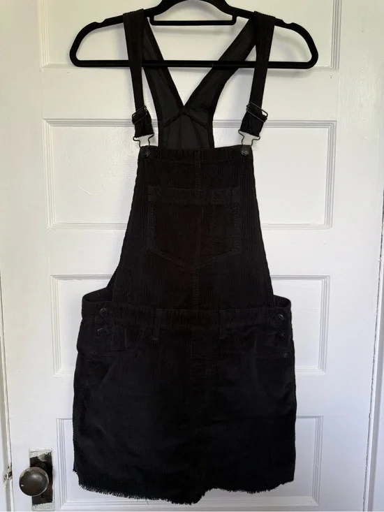 American Eagle Outfitters Black Corduroy Overall Mini Dress 90’s Grunge Fall M