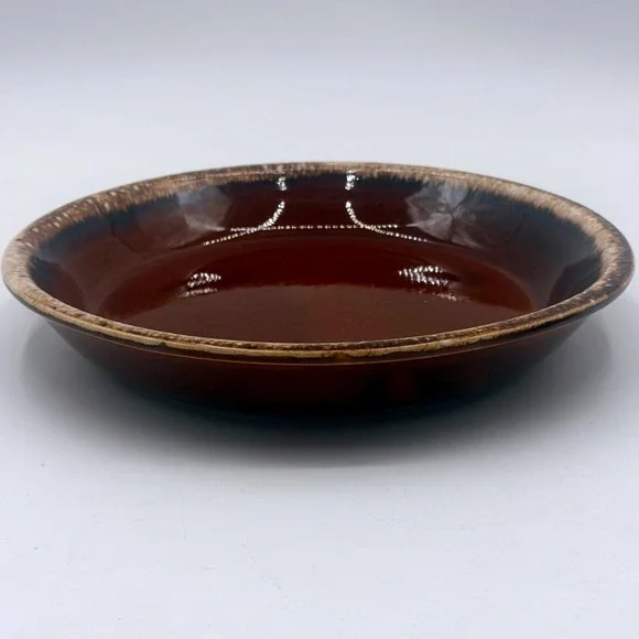 Vintage Brown Drip Glaze Pie Dish Oven Proof USA Stoneware Ceramic Baker 9 Inch