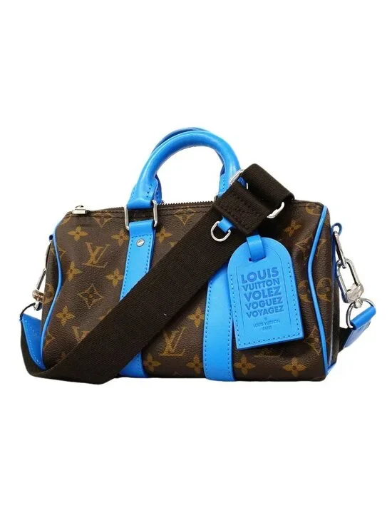 Louis Vuitton Handbag Monogram Keepall Bandouliere 25 Brown Gaston Blue 2-Way