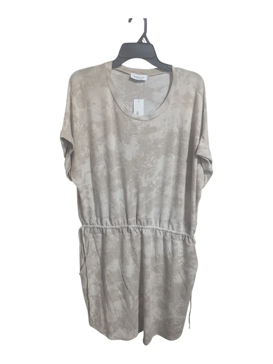Gilli Beige Drawstring Lounge Dress Sz 1X Short Sleeve Mini - Knee