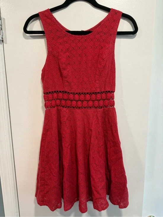 Red Free People Dress with Crochet Waist