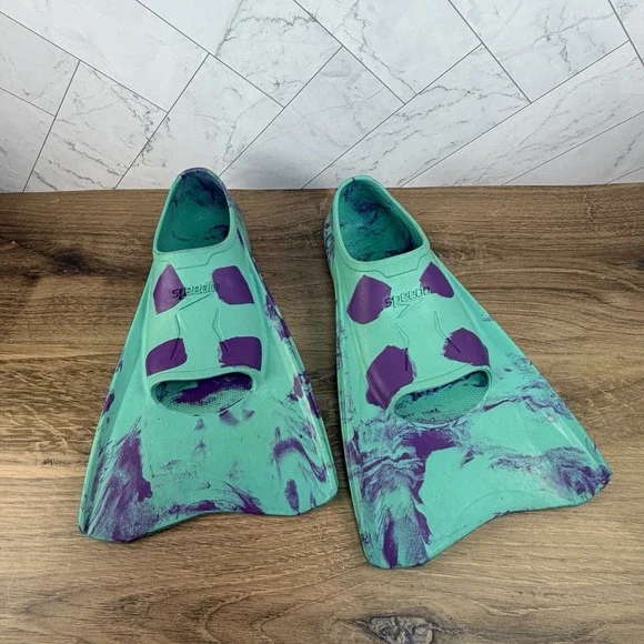 Speedo Kids Youth Swim Fins Size 1-2 Medium Training Flippers Teal Purple