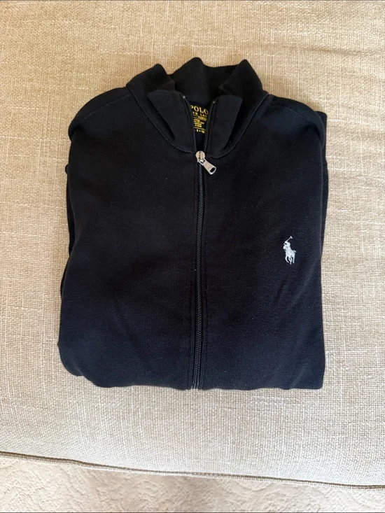 Polo by Ralph Lauren Black Zip-Up Sweatshirt with Pony Logo