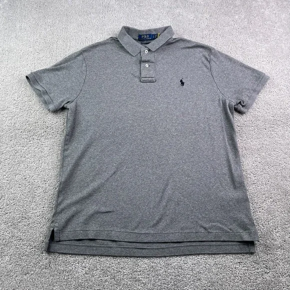 Polo Ralph Lauren Polo Shirt Mens Large Gray Custom Slim Fit Short Sleeve Pony