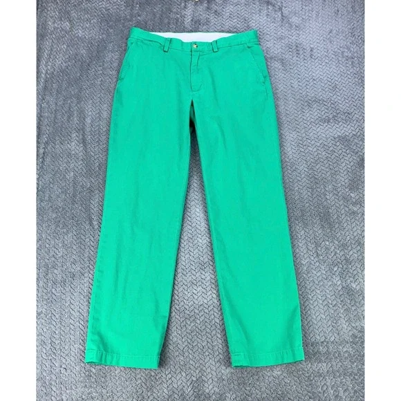 Polo Ralph Lauren Pants Mens 34x32 Green Classic Fit Cotton Chinos Flat Front