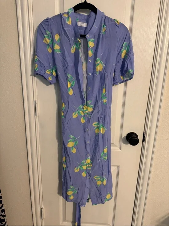 UNTUCKit Lilac Lemon-Print Button Midi Dress
