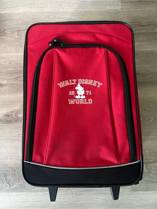 Disney Red Walt Disney World Rolling Suitcase with Black Trim