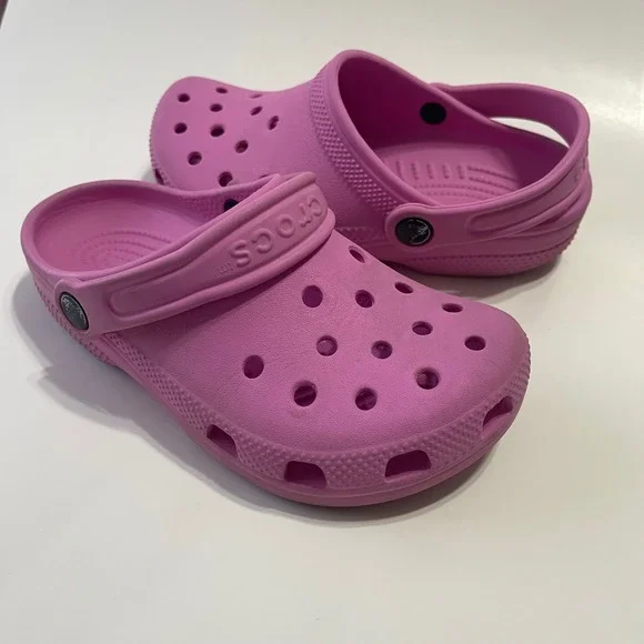 Crocs Kids Classic Clog J2 Pink Slip On Water Friendly Casual Shoes