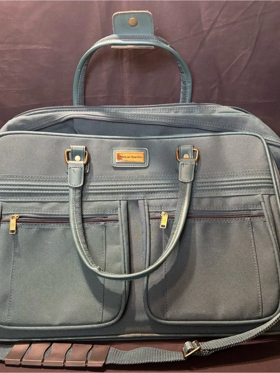 Vintage American Tourister Teal Expandable Travel Luggage Bag
