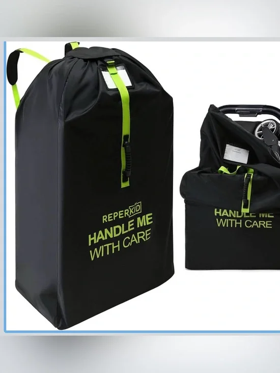 Large Stroller Bag for Airplane Travel, Black & Green, 47