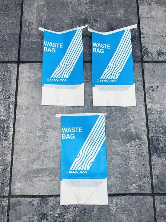 3 Vintage PAN AM Airline paper waste bag new Lot Airplane PANAM Vintage Logo