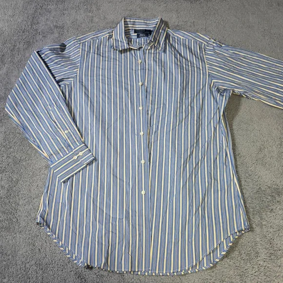 Polo Ralph‎ Lauren Mens 16 34/35 Andrew Classic Fit Shirt Blue Yellow Stripe