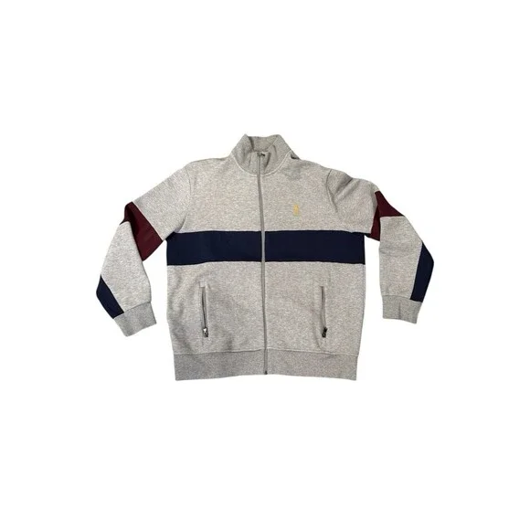 Polo Ralph Lauren‎ Men's Size XL Double Knit Track Jacket Navy Striped