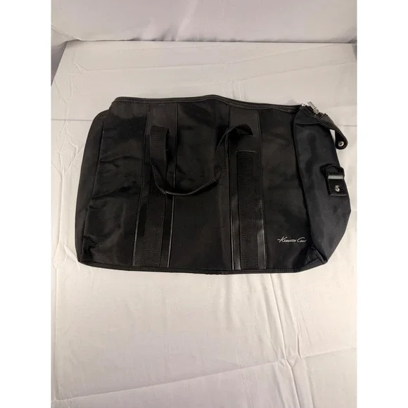 Kenneth Cole Duffle Bag Large Black Nylon Weekender Travel Tote Shoulder Strap