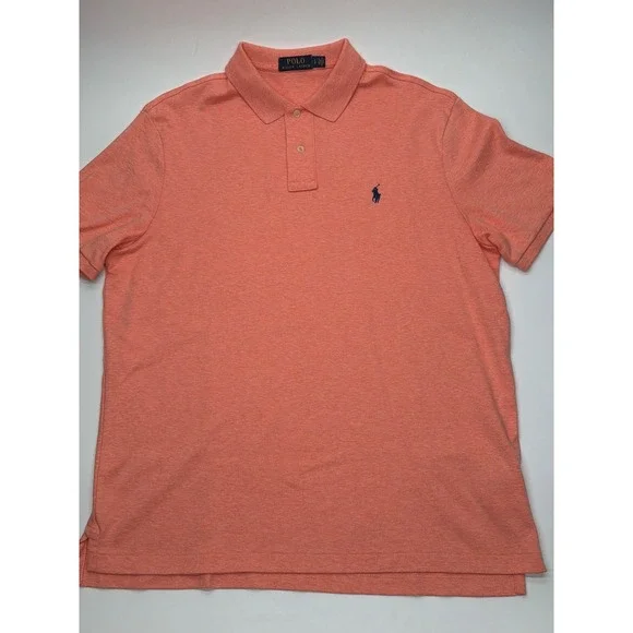Polo Ralph Lauren Mens Large Heather Orange Short Sleeve Cotton Polo Shirt Large
