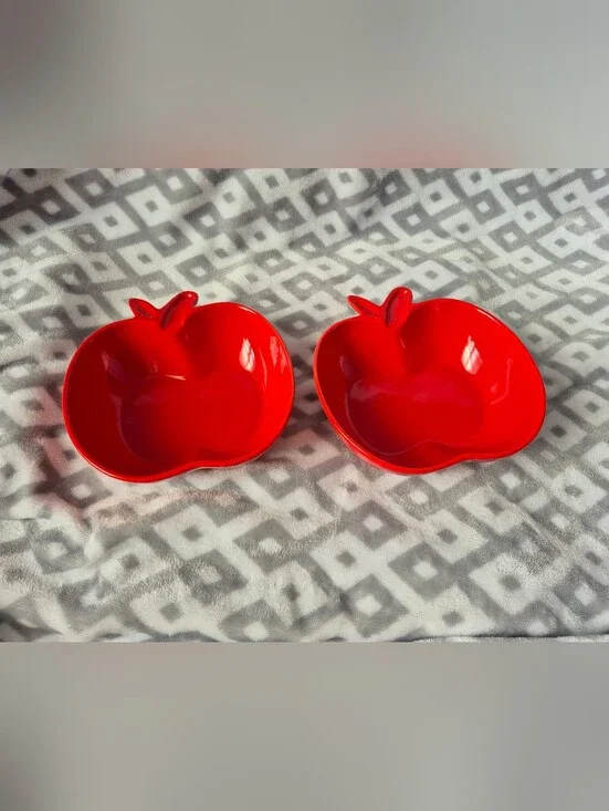 Martha Stewart Collection - Set of 2 Bright Red Apple-Shaped Bowls