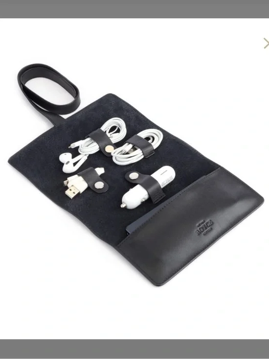 ROYCE NY Black Leather Travel Tech Organizer Roll