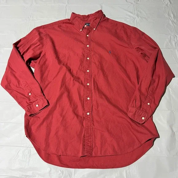 Polo Ralph Lauren Mens 3XLT Red Classic Fit Button Down Shirt Long Sleeve Cotton