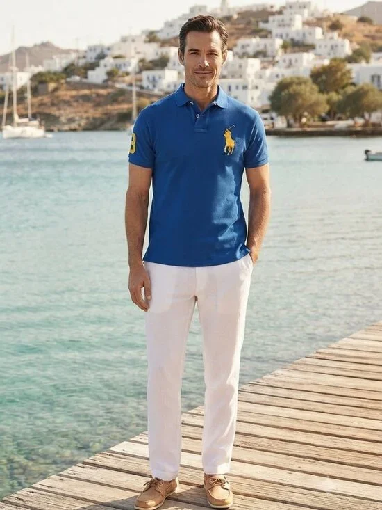 Polo Ralph Lauren Men's Big Pony Polo Sz XL Blue Yellow EUC